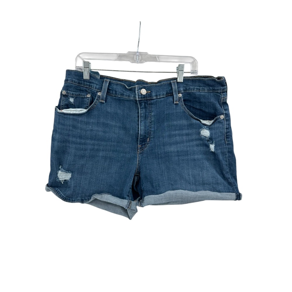 Levi Strauss Women's Mid Length Distressed Denim Short Size 34 Western Retro Y2K